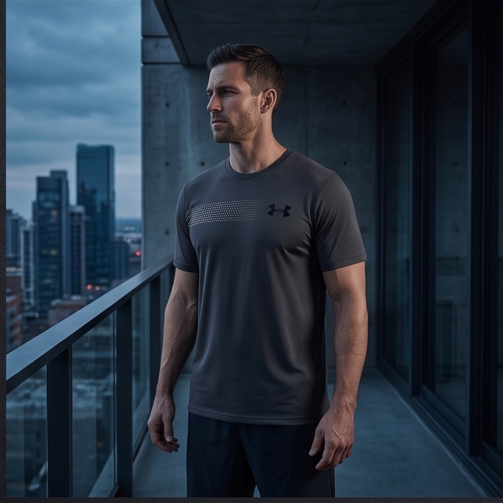 Under Armour Mens M HeatGear Loose Fit Graphic T-Shirt Charcoal‎ Gray Medium